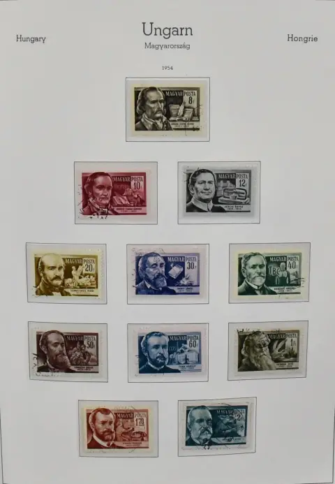 Maďarsko, 1945-1972, ** nebo ražené, z velké části kompletní sbírka (bez drahých bloků na začátku) ve třech předtištěných albech Leuchtturm, Mi. 1500,-