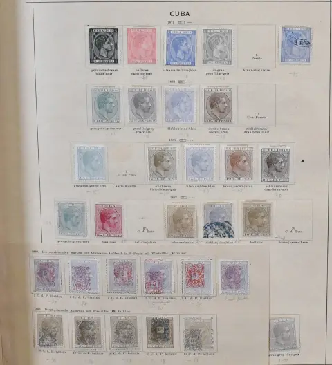 Latinská Amerika, cca 1865-1920, staré předtištěné album s mnoha obsahem, hlavně poloklasiky, včetně Mexika, Kolumbie, Nikaraguy, Hondurasu, Kuby,…