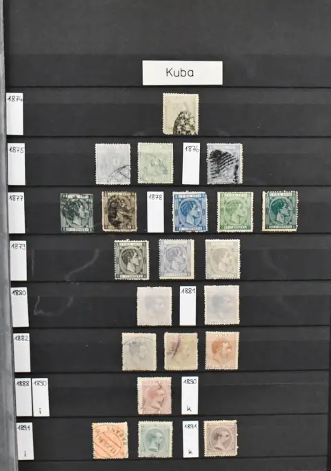 Kuba, cca 1875-2000, většinou použitá sbírka v albu, začínající několika ranými vydáními, malými aršíky, spojenými vydáními a mnoha bloky