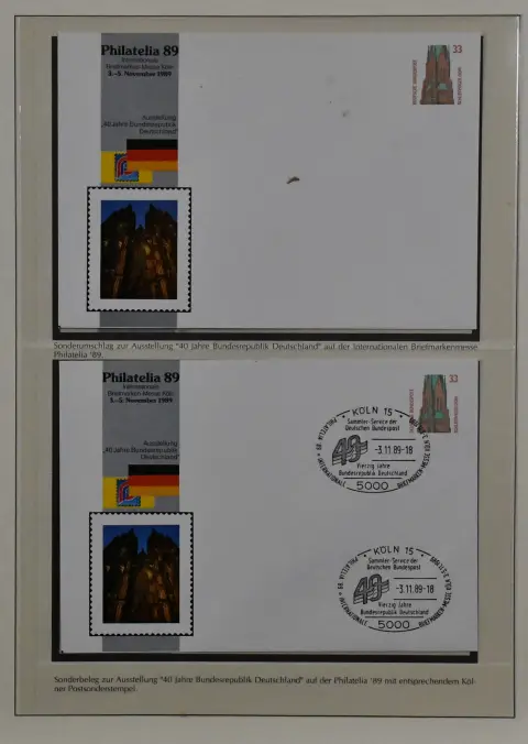 "40 Jahre Bundesrepublik", postfrische, durch einige Belege aufgelockerte Sieger-Abo-Slg. in zwei neuwertigen, reichhaltig illustrierten…