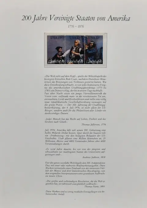 "Geschichte der USA zur 200-Jahrfeier", Slg. aus Abo mit meist postfr. Ausgaben und Blocks aus aller Welt, alles auf 35 Seiten im entspr. Binder