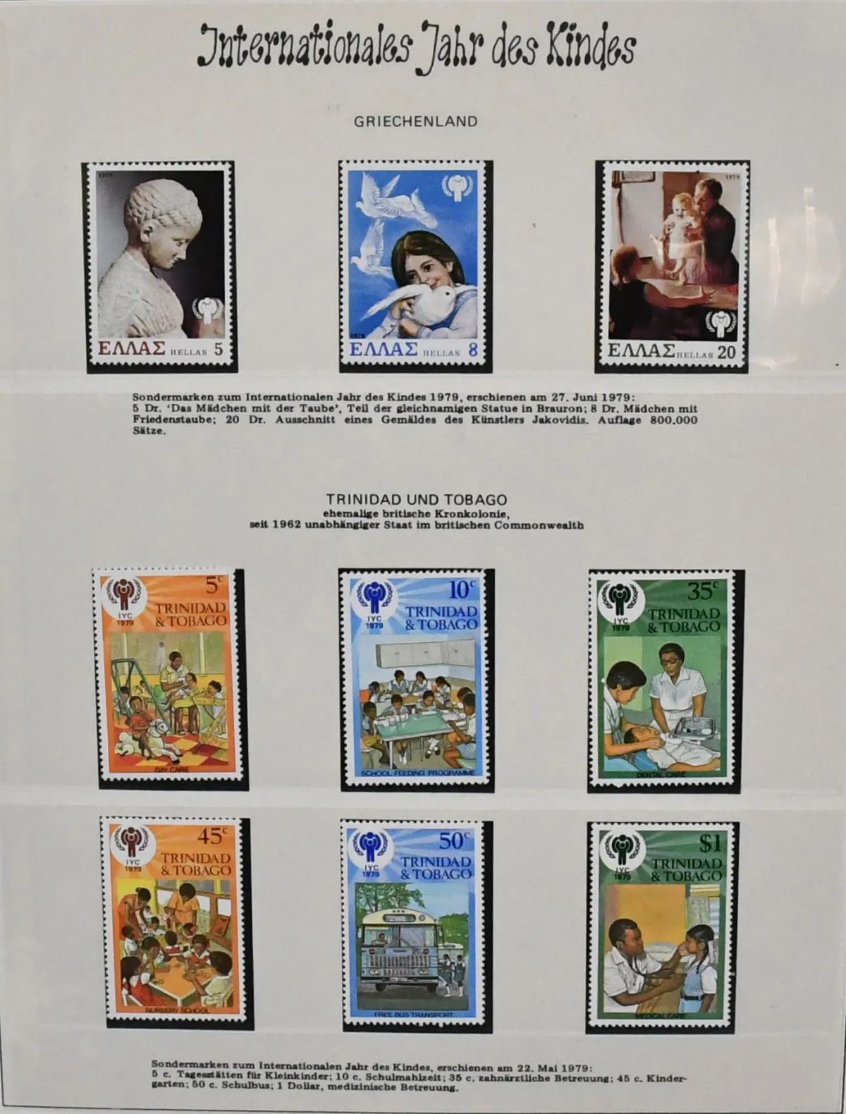 "Year of the Child", subscription binder with mint stamps and blocks from around the world on 79 full pages, including China youth set 1979, cut Hungary values,…
