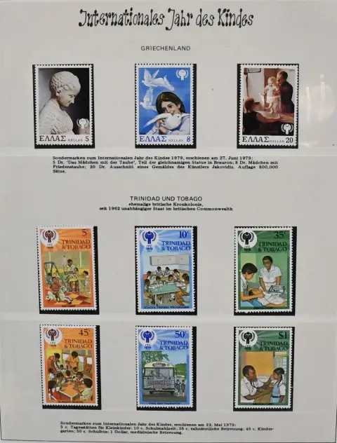 "Jahr des Kindes", Abo-Binder mit postfrischen Marken und Blocks aus aller Welt auf 79 vollen Seiten, dabei China Jugendsatz 1979, geschnittene Ungarn-Werte,…
