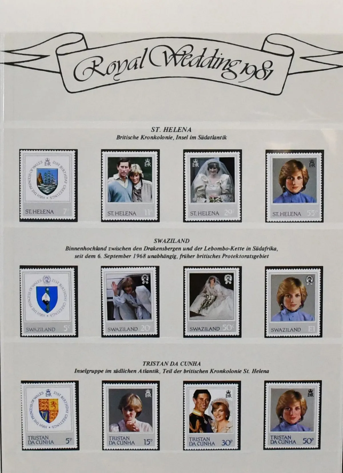 "Lady Diana/Wedding", mint collection in subscription binder on 66 well-filled pages with stamps and blocks, mostly from British Crown Colonies with naturally much overseas. High subscription price
