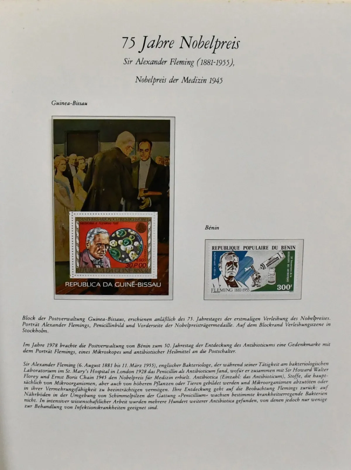 "Nobel Prize", subscription binder with mint issues and blocks from around the world on 52 full pages