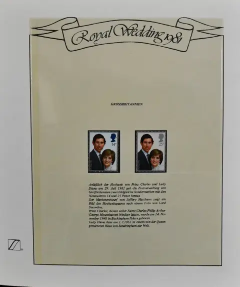 "Royal Wedding 1981", uitgebreide postfrisse abonnementsverzameling met alleen al 120 blokken en kleine vellen, in twee als nieuwe Lindner-T albums elk met…