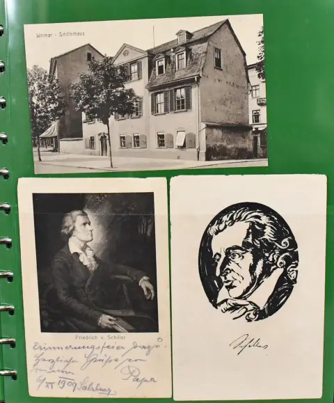 Friedrich Schiller, tweedelige verzameling in hoogwaardige SAFE brievenalbums met slipcase, met maar liefst 220 grotendeels Duitse stukken vanaf het Duitse Rijk tot in het eurotijdperk, evenals enkele zegels