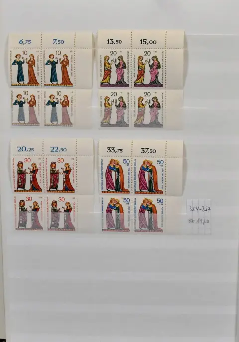 Schilderijen/Religie/Madonna's, driedelige thematische collectie, deels uit abonnement, met grote voorraden postzegels en documenten op meer dan 80 pagina's, meestal postfris, waaronder ook enkele over abstracte kunst, "Rubens", Liechtenstein en Zwitserland met KLB enz.