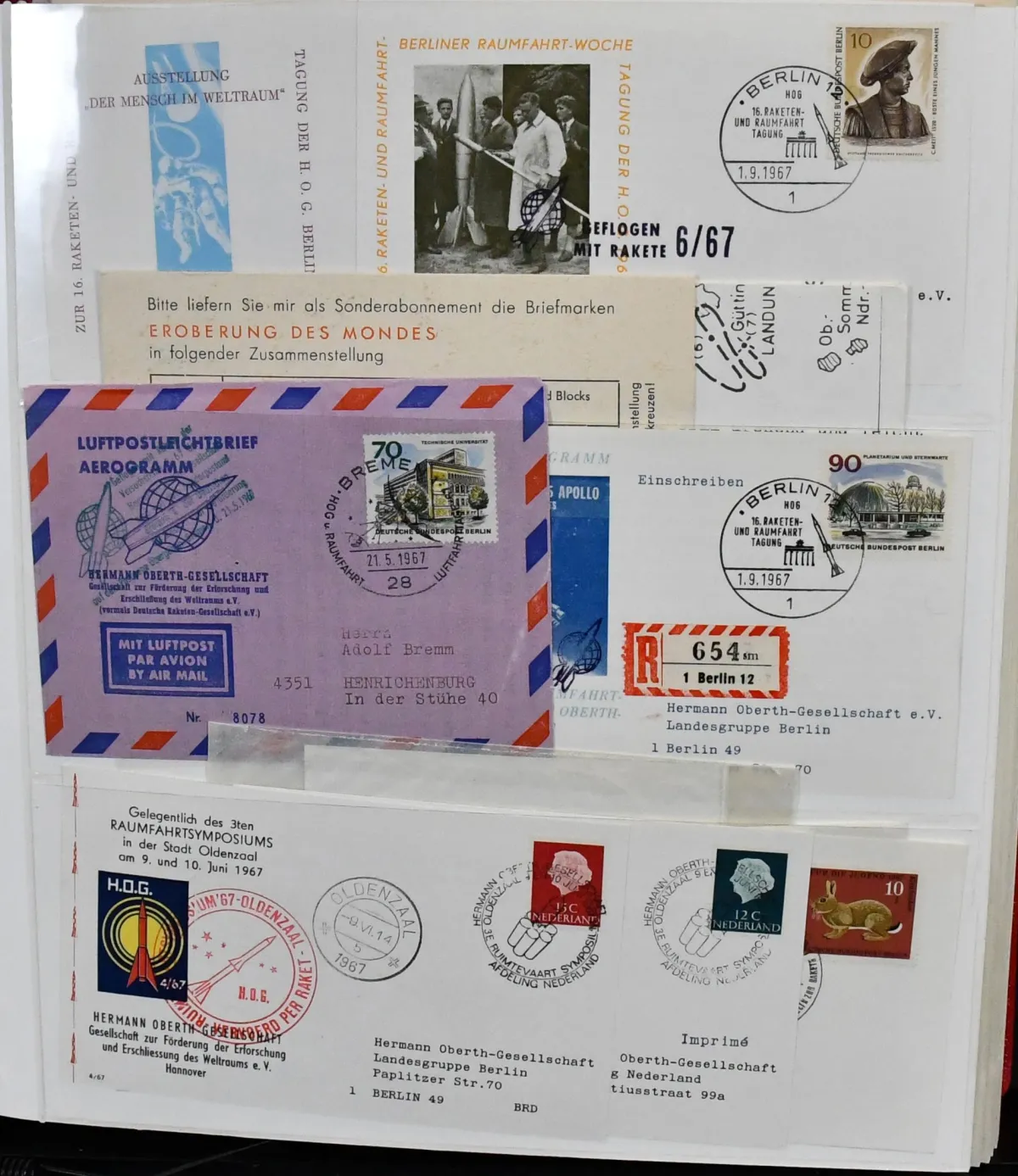 Letecká pošta, zajímavý soubor cca 180 různých položek z 60. a 70. let, včetně raketových letů, vzducholodí a balónových letů, pestrý