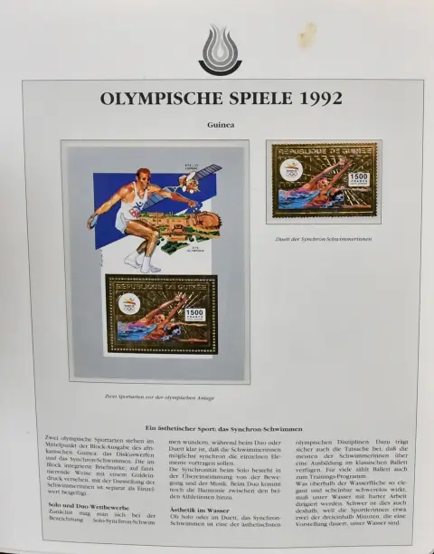 Sports/Olympics, mostly mint thematic coll. Olympics 1984-1996 in three subscription albums, with many overseas issues and blocks, including small and island states…