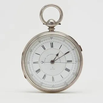 MARINE DECIMAL CHRONOGRAPH. Taschenuhr, 925er Silber, um 1890, England.