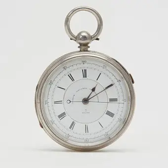 MARINE DECIMAL CHRONOGRAPH. Taschenuhr, 925er Silber, um 1890, England.
