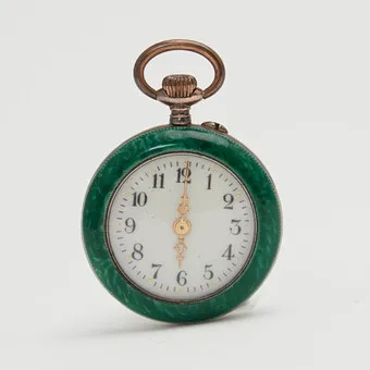 FRACKUHR, Grünes Guilloche-Emaille, um 1900, Schweiz.