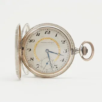 POSTALA WATCH CO. Savonnette Taschenuhr, 900er Silber.