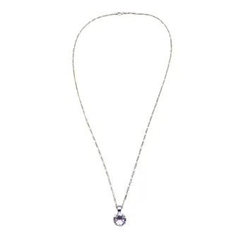 Chaîne Figaro en argent 835 avec pendentif solitaire.