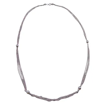 Chaîne multi-rangs en argent 835 avec perles.