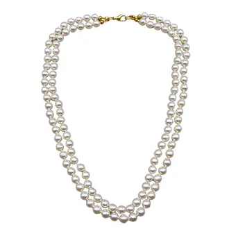 DOPPELREIHIGE PERLENKETTE MIT VERSCHLUSS AUS 333ER GELBGOLD.