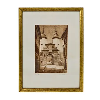 Heidelberg, view of the bridge gate – hand-signed and limited etching.