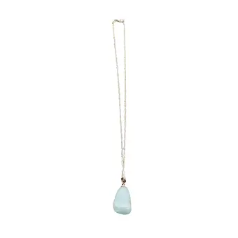 COLLIER EN ARGENT 925 AVEC PENDENTIF AIGUE-MARINE NATURELLE.