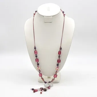 MURANO GLAS COLLIER, HANDGEMACHTE PERLEN, ENDLOS, VINTAGE, CA. 74CM.