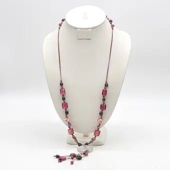 MURANO GLAS COLLIER, HANDGEMACHTE PERLEN, ENDLOS, VINTAGE, CA. 74CM.