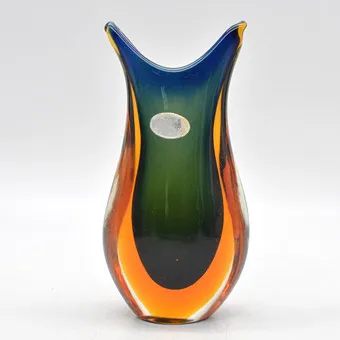 Flavio Poli. Murano designer vase, studio glass, Sommerso, Italy, circa 1950, with label.