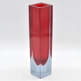 Alessandro Mandruzzato. Murano design vaas, studioglas, blokvorm, sommerso, Italië, circa 1960.