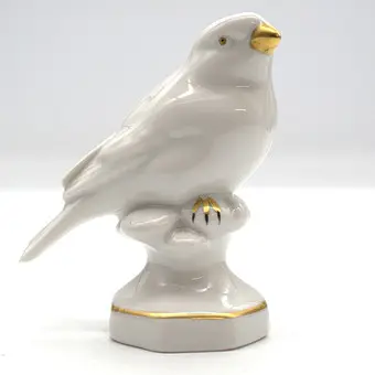Oiseau en porcelaine Gerold, blanc et or.