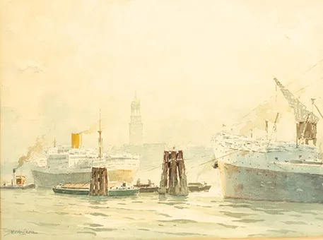 JOHANNES HARDERS (1871-1950). Hamburger Hafen.
