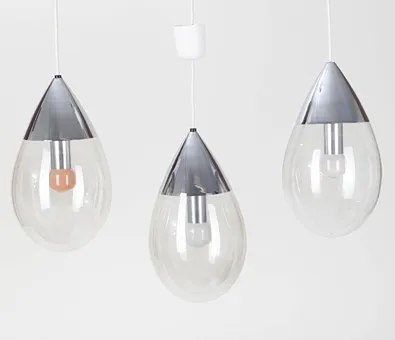 Glashütte Limburg, drie glazen hanglampen 'Drop' (3).