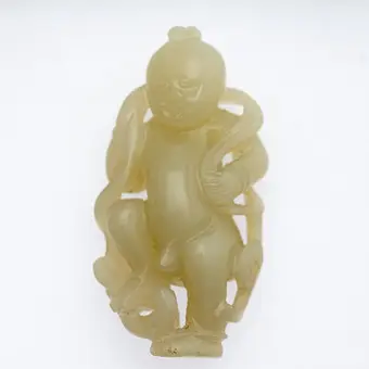 A boy as pendant, jade, China, late Qing Dynasty.