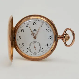 DPUG GLASHÜTTE. Savonnette pocket watch, 585 rose gold, circa 1922, Germany.
