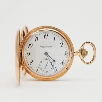 GLASHÜTTE. Savonnette pocket watch with box, 585 rose gold, circa 1920, Germany.