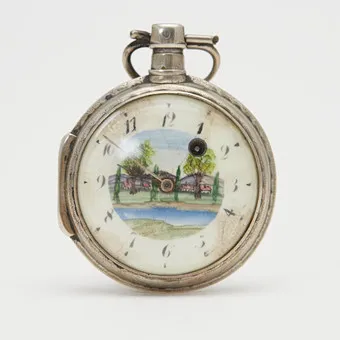 SPINDELTASCHENUHR, Silber, Emaille, um 1800.