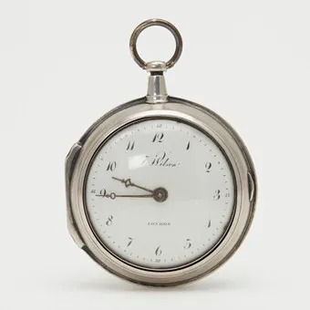 J. WILSON, LONDON. Fusee pocket watch, pair-cased, 925 silver, circa 1831, England.