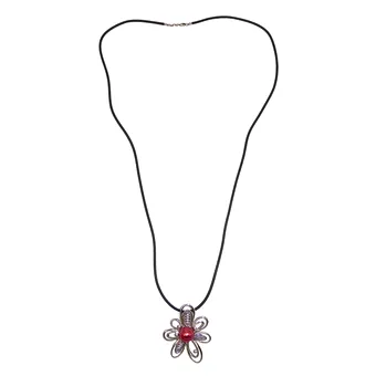 COLLIER AVEC PENDENTIF FLORAL, ARGENT 925.