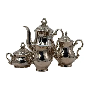 Postříbřená porcelánová kávová souprava Gareis, Kühnl & Co.
