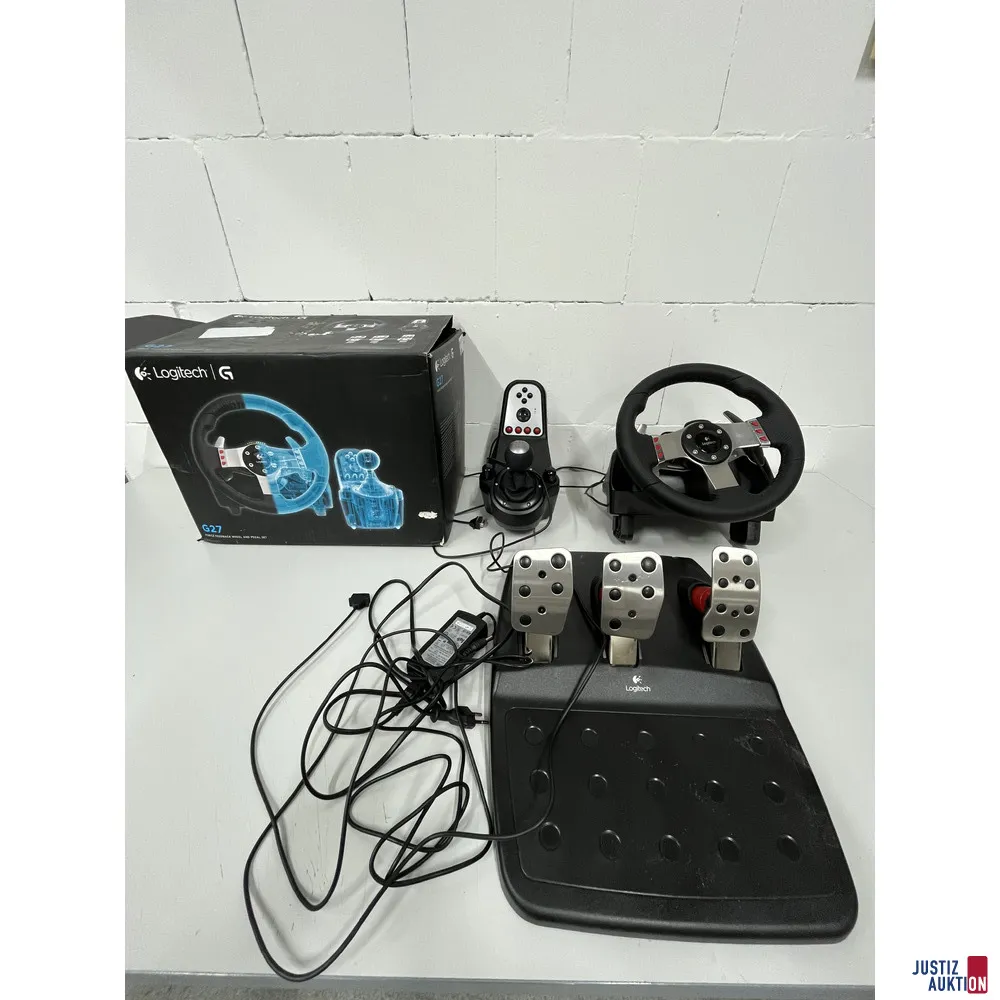 Logitech G27 steering wheel, pedals, shifter