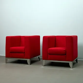 ALESSANDRO MENDINI. für Zanotta. Paar Lounge Sessel / Armchair, 1980er Jahre, Italien (2).