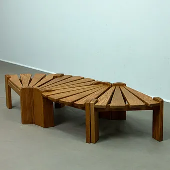 DITTMANN & CO. Awa Radbound, brutalistischer vierteiliger Beistelltisch / Couchtisch, Eiche, 1960er Jahre, Niederlande (4).