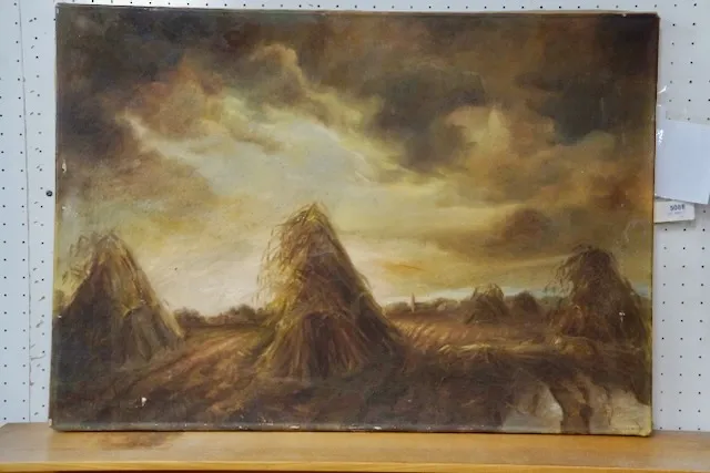 1 Ölgemälde "Heulandschaft"