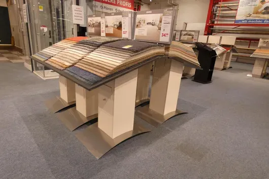 6 display stands, with contents (carpet samples)