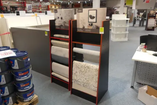 2 display stands, with contents (non-woven wallpaper)