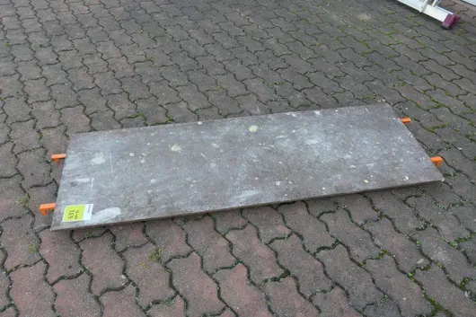 Decking board / working platform deck with suspension hooks (for scaffolding)