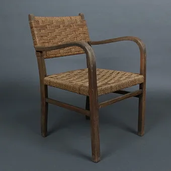 ERICH DIECKMANN. IN THE STYLE OF. Lounge chair / chair, beech, cord weave, 1950s, Germany.