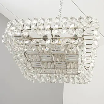 BAKALOWITS & SÖHNE. Plafondlamp / kroonluchter met prismahangers, Wenen, ca. 1950 / 1960er jaren.
