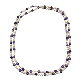 LONG COLLIER DE PERLES AVEC PERLES D'AMÉTHYSTE.