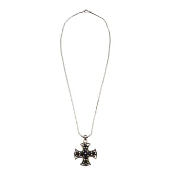Collier en argent 925 avec pendentif croix, onyx noirs et marcassite.