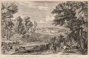 Baudouins, F. – (Widok ogólny Wersalu). "Veue du Chateau de Versailles comme il estoit cy deuant.". Miedzioryt.