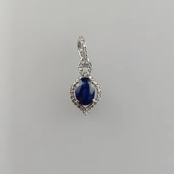 Saffier / diamant hanger - 950 platina, natuurlijke saffier ca. 1,13 ct.